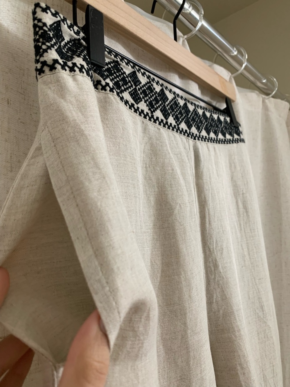 Boston Proper Malibu Embroidered Pull On Linen Blend Wide Leg Crop Cream Pant M - Picture 4 of 8